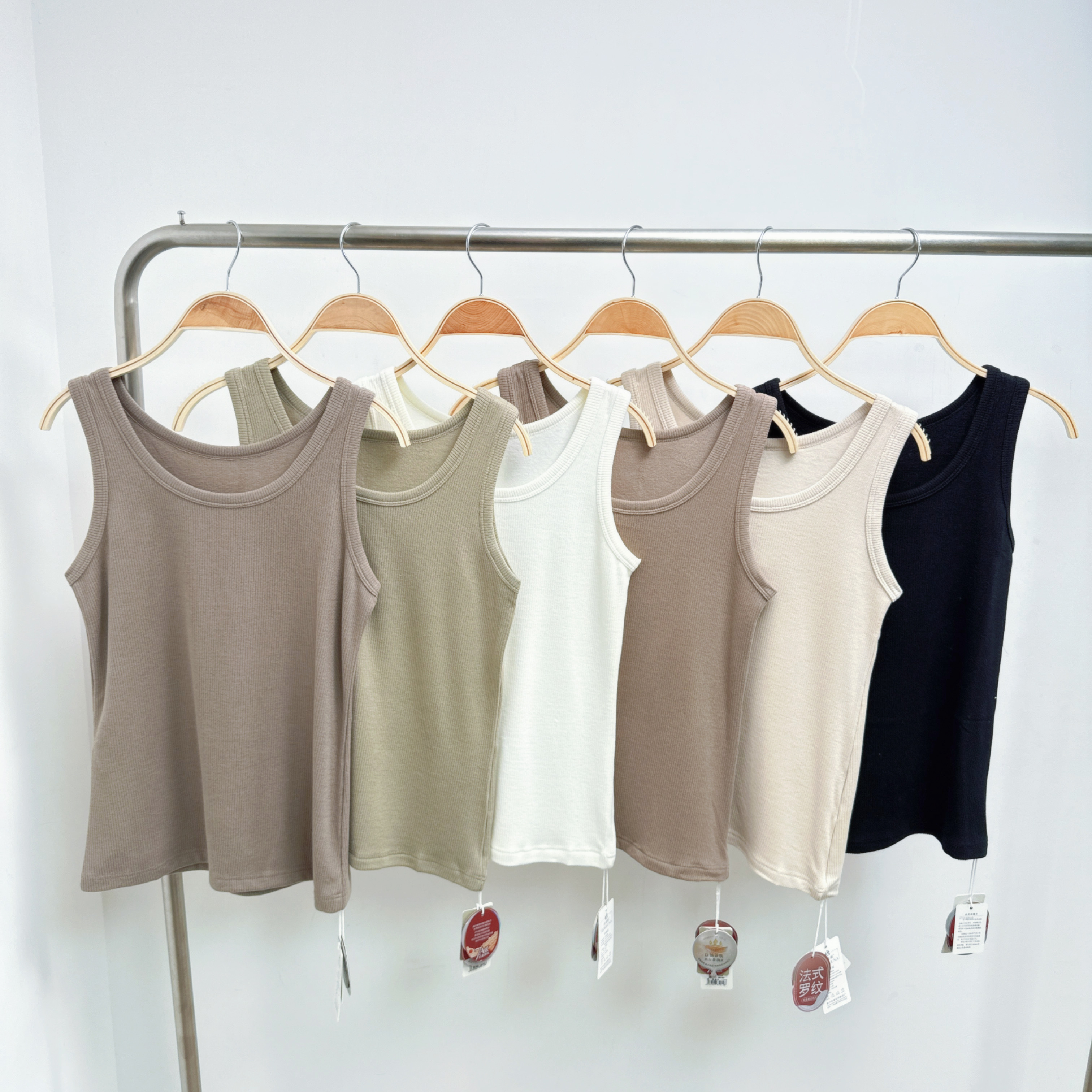 #18008-法式羅紋薄絨底背心打底衫 (C167-C172)