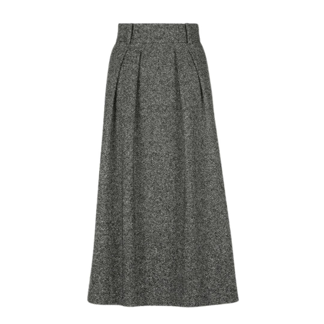 1LS1015-042 LUISA SPAGNOLI Falar Mélange Tweed Skirt Var Nero Panna #542322.988) (EU)