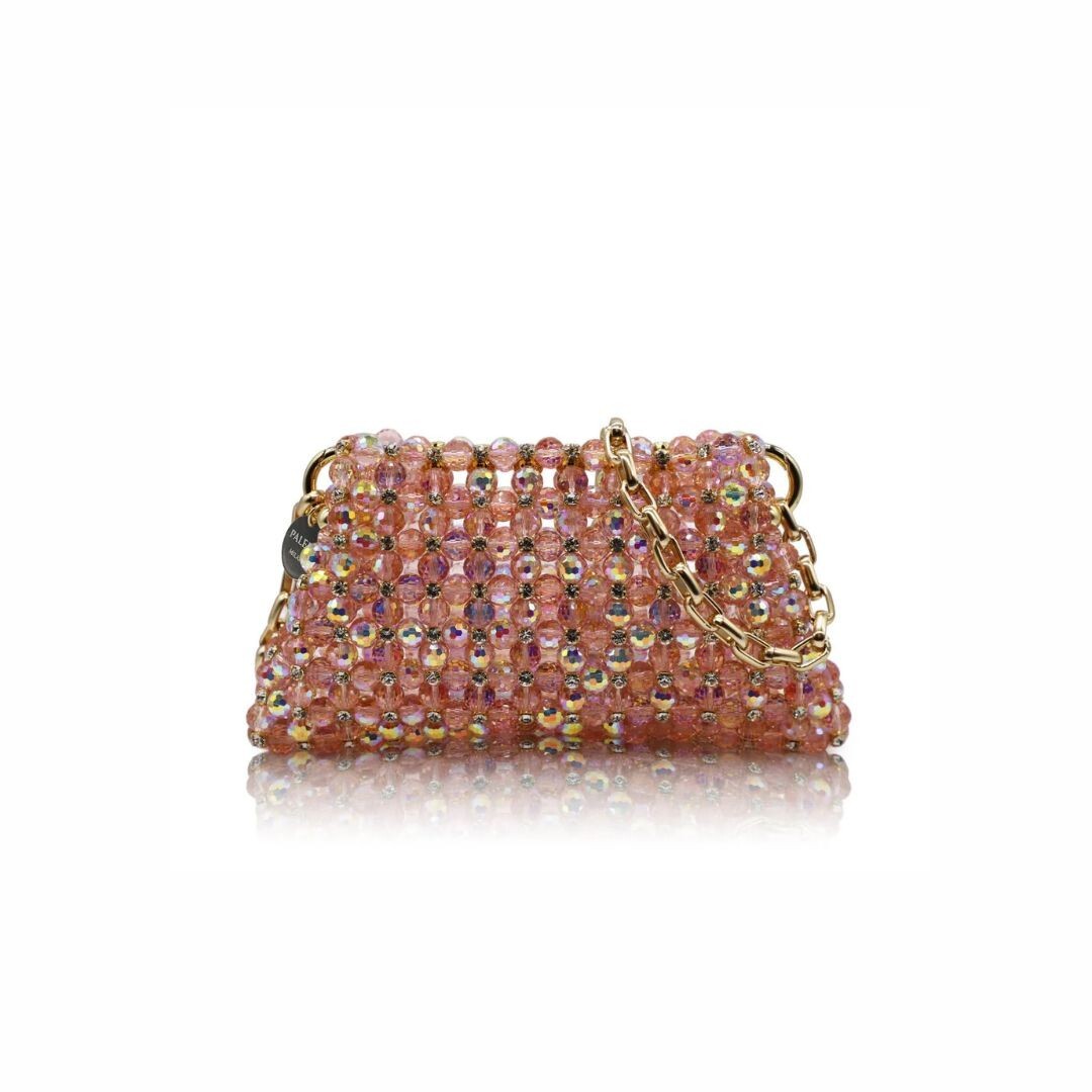 1PO1013-162 PALERA MILANO Crystal Pouch - Brass Rare Pink #BGCPOU-C10DBB (B-EU-E)