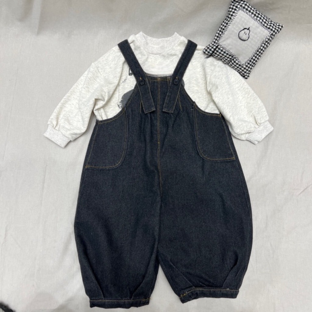 厚磅牛仔吊帶褲