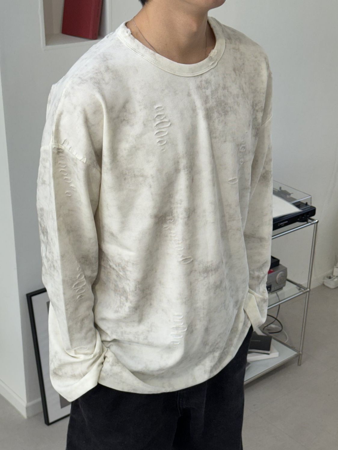 仿污破洞長袖衫 MALENKII-170T