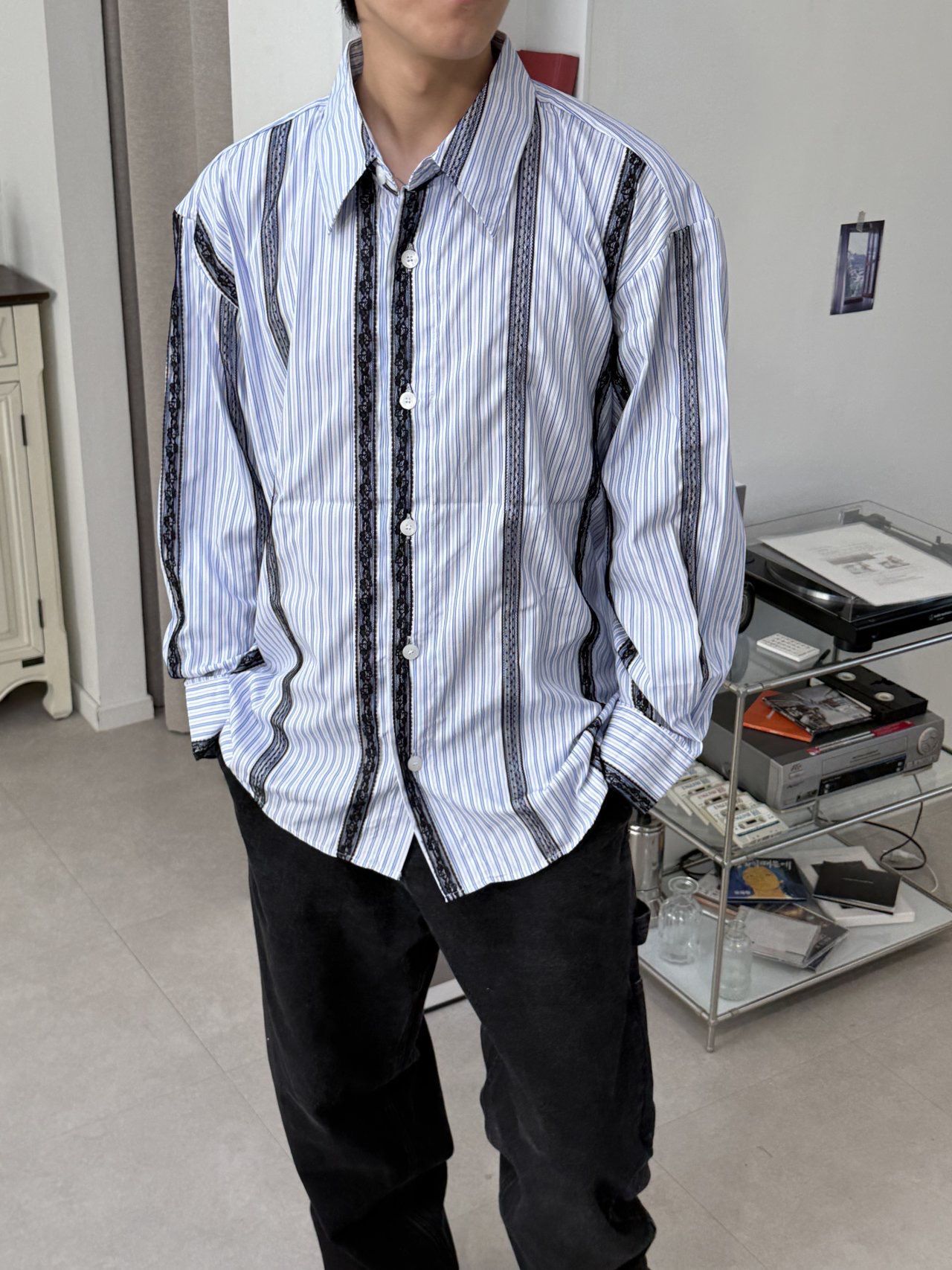 直間拼喱士長袖恤衫 MALENKII-163S