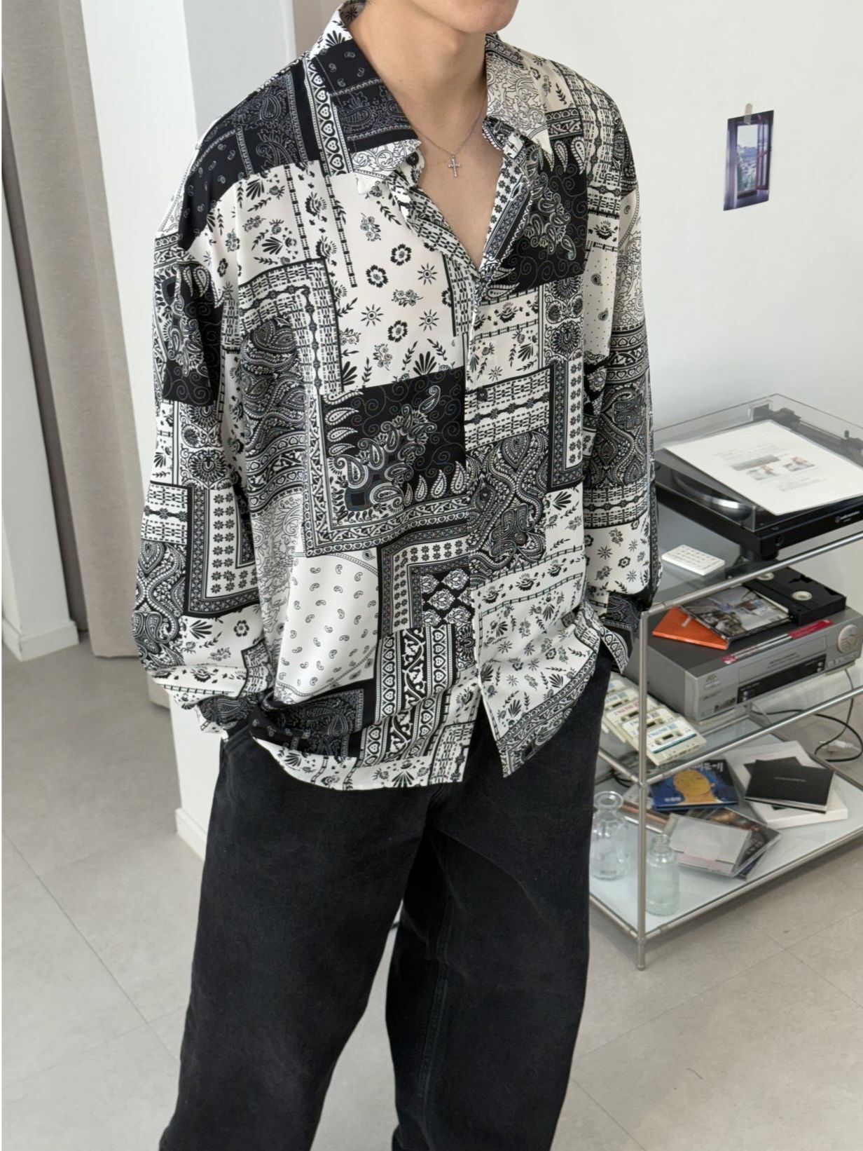 民族拼格長袖恤衫 MALENKII-161S