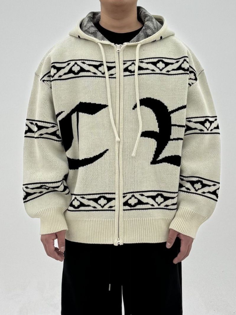 圖案連帽拉鍊針織外套 COVILL-232JK