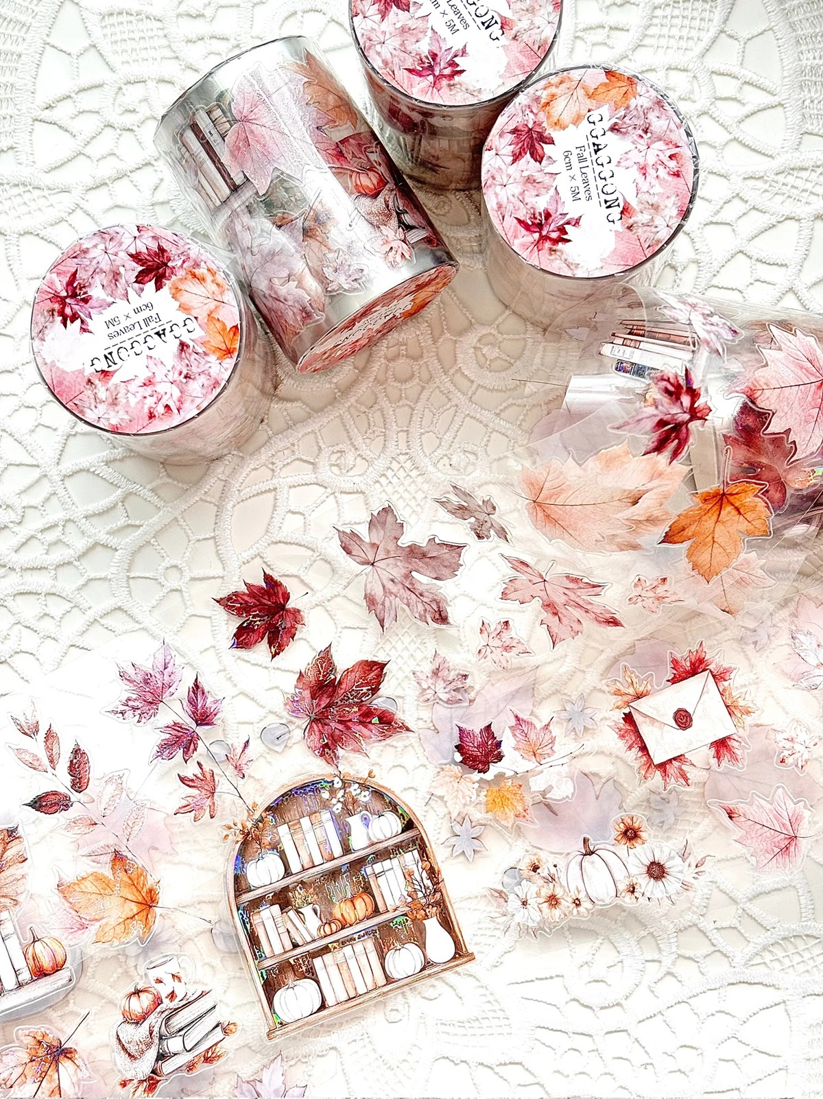 韓國 ggaggong．秋日落葉 6cm割型亮面PET紙膠帶  <只有整捲>