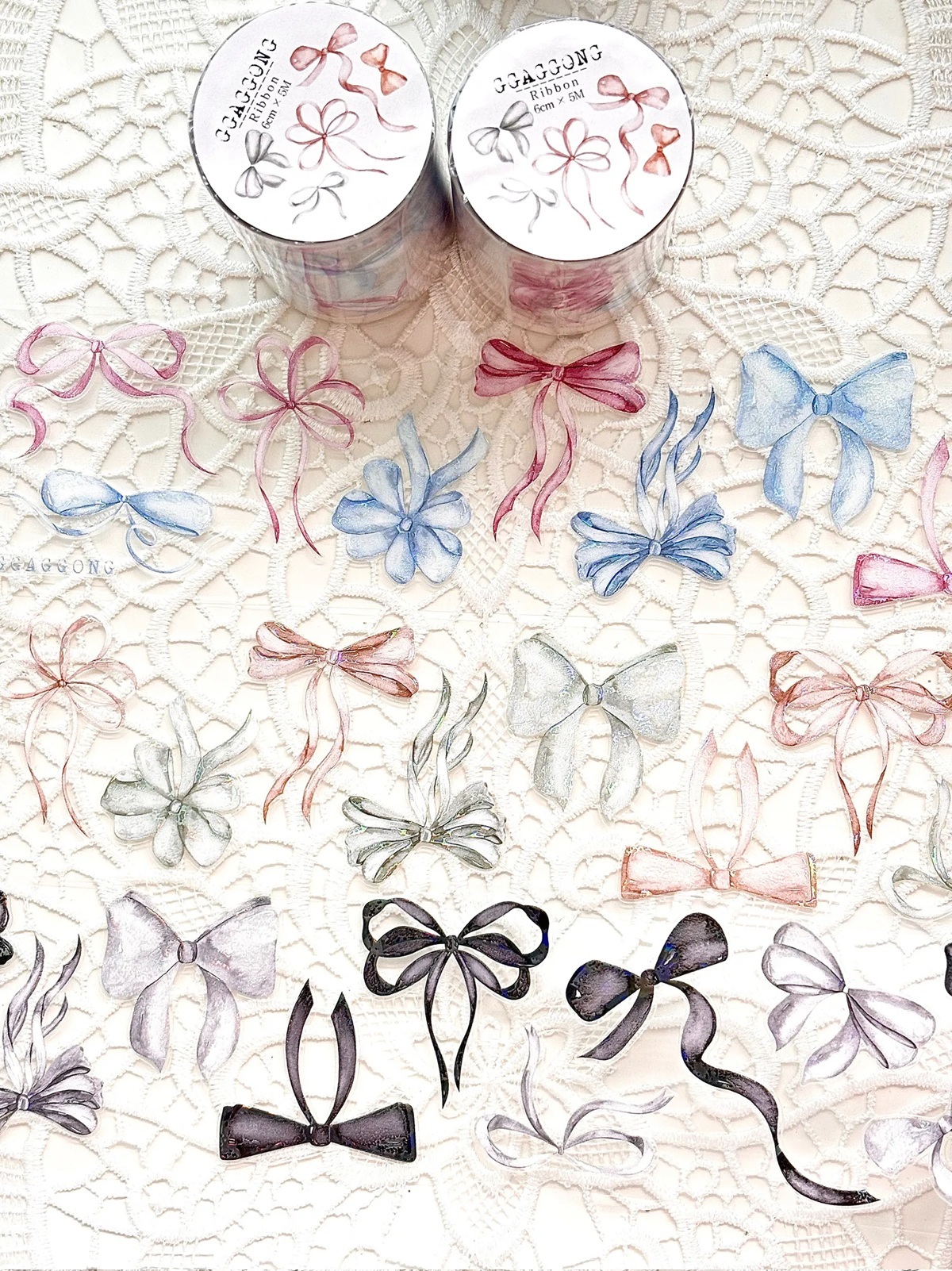 韓國 ggaggong．緞帶 6cm割型亮面PET紙膠帶  <只有整捲>