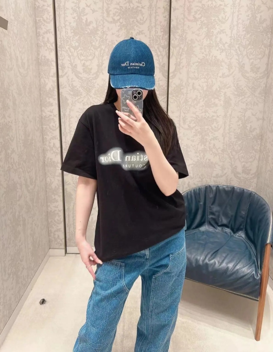 DIOR 成人款 黑色 塗鴉logo Tee