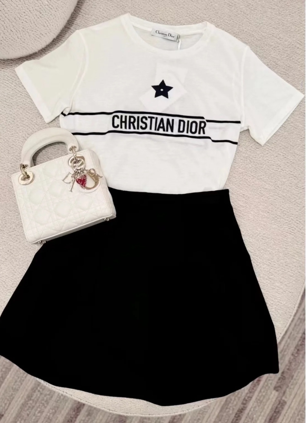 DIOR 成人款 白色 幸運星 Tee 女款