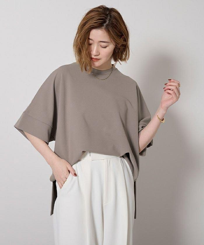 ur’s カットジョーゼットボックスシルエットトップス灰褐M（BGXU1867）