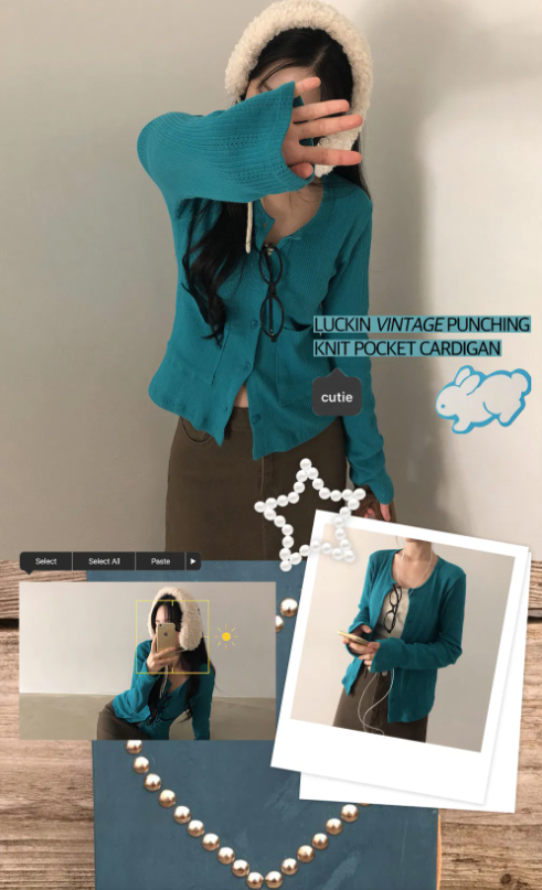 早秋預訂｜復古穿孔針織口袋開襟衫