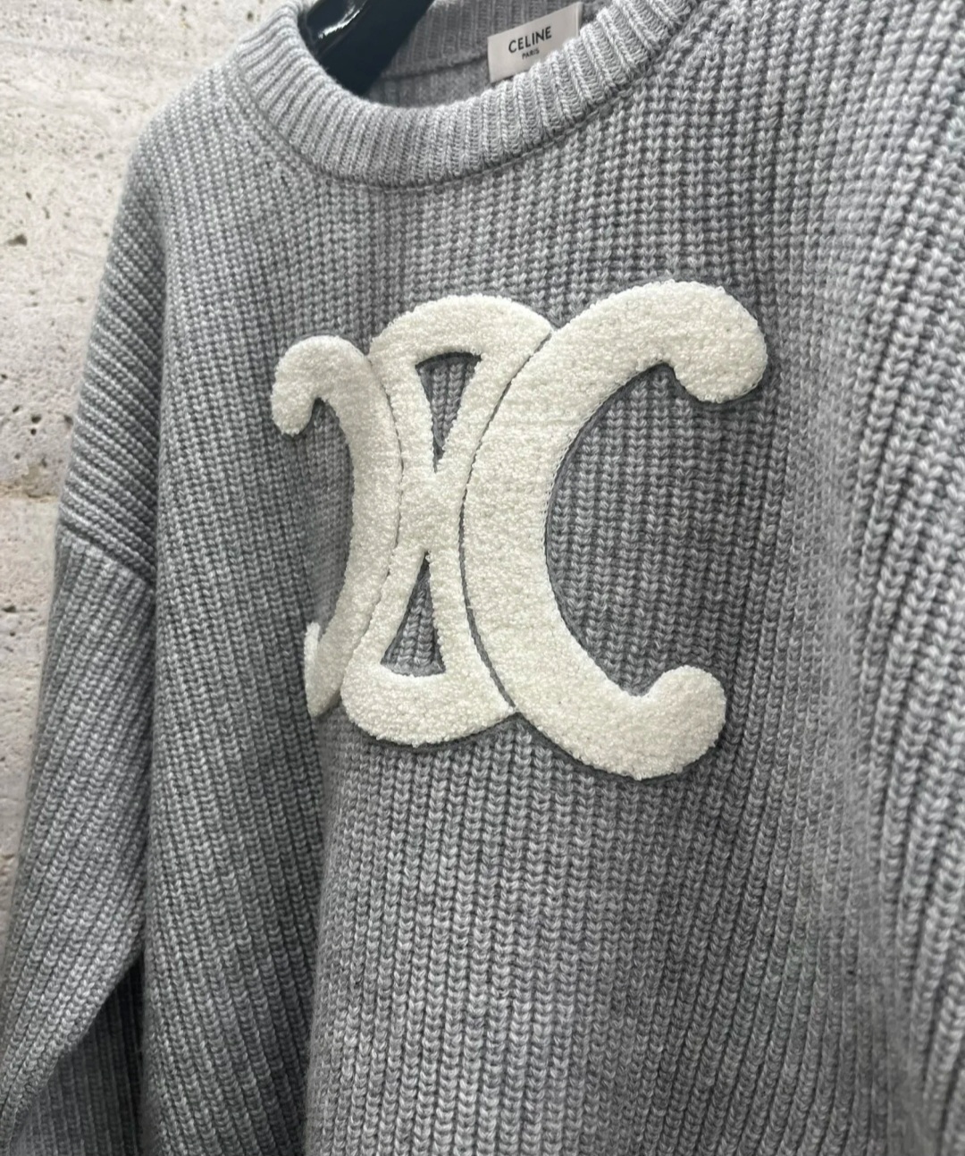 CELINE 立體Logo 灰色 針織上衣