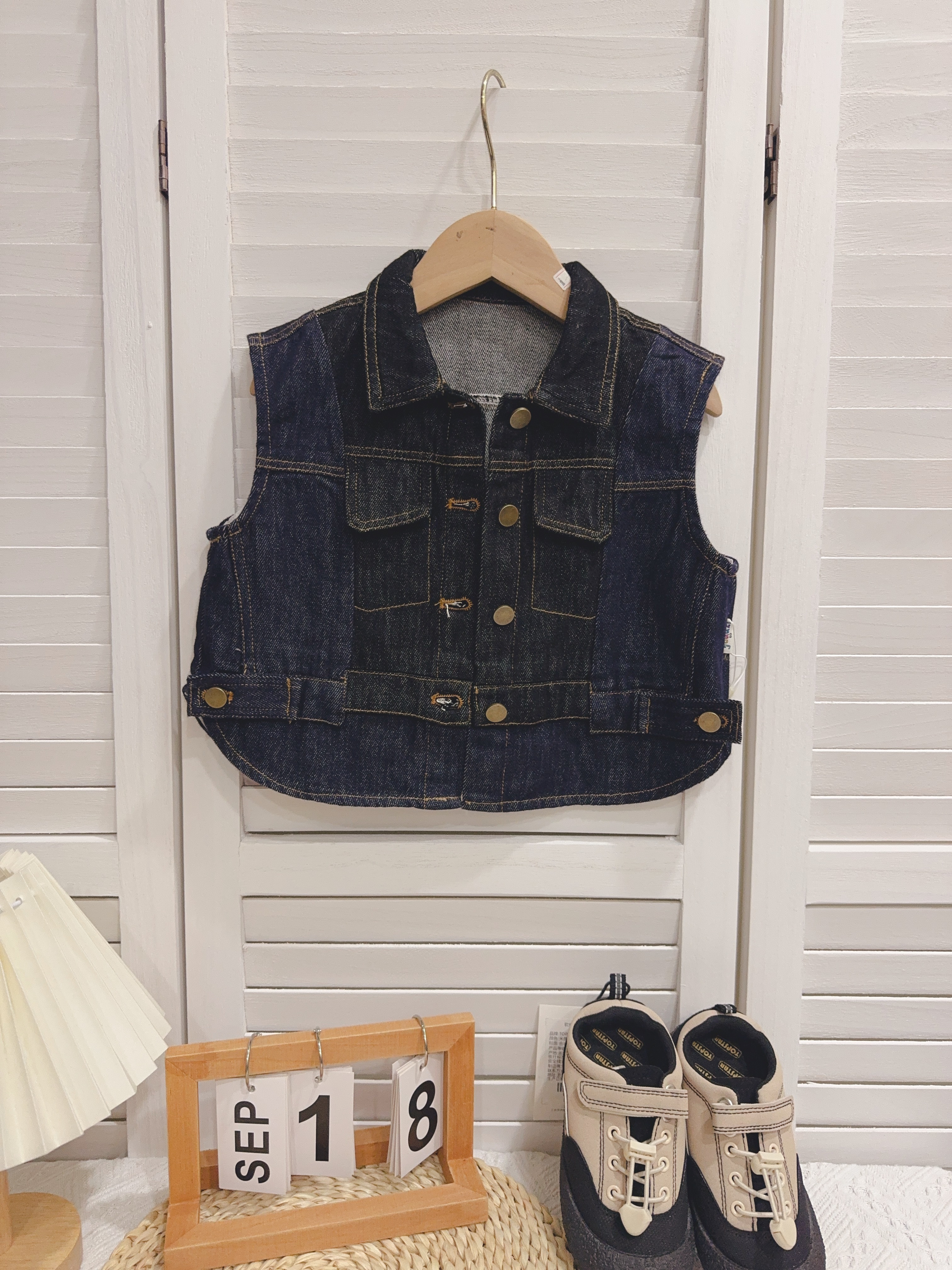 yz35100接拼牛仔背心c152