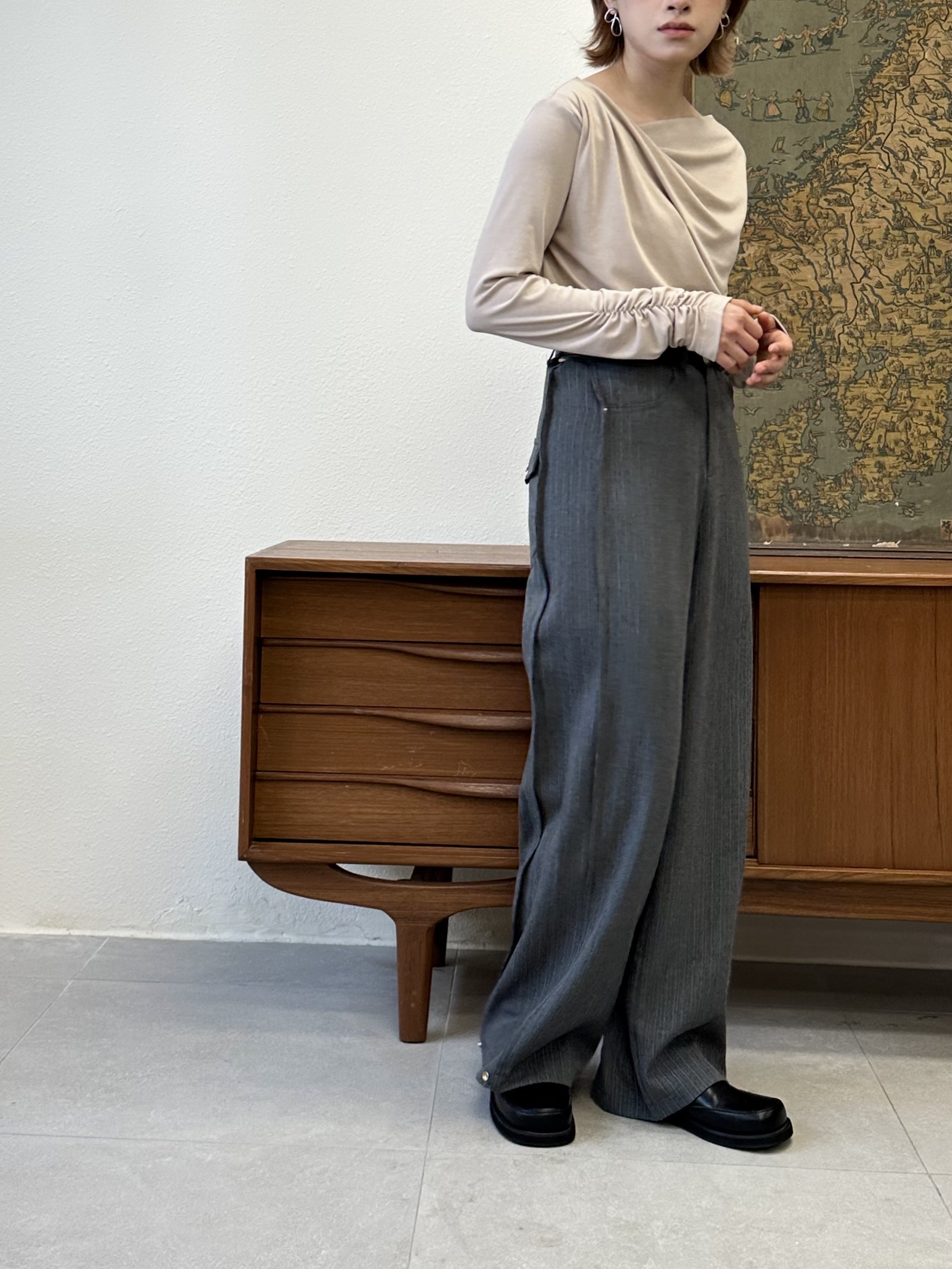 中性風條紋鐮刀褲 - TR53797