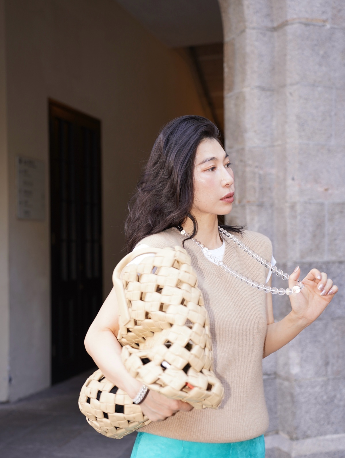 HANAA 新款康賽妮全羊絨V領針織背心