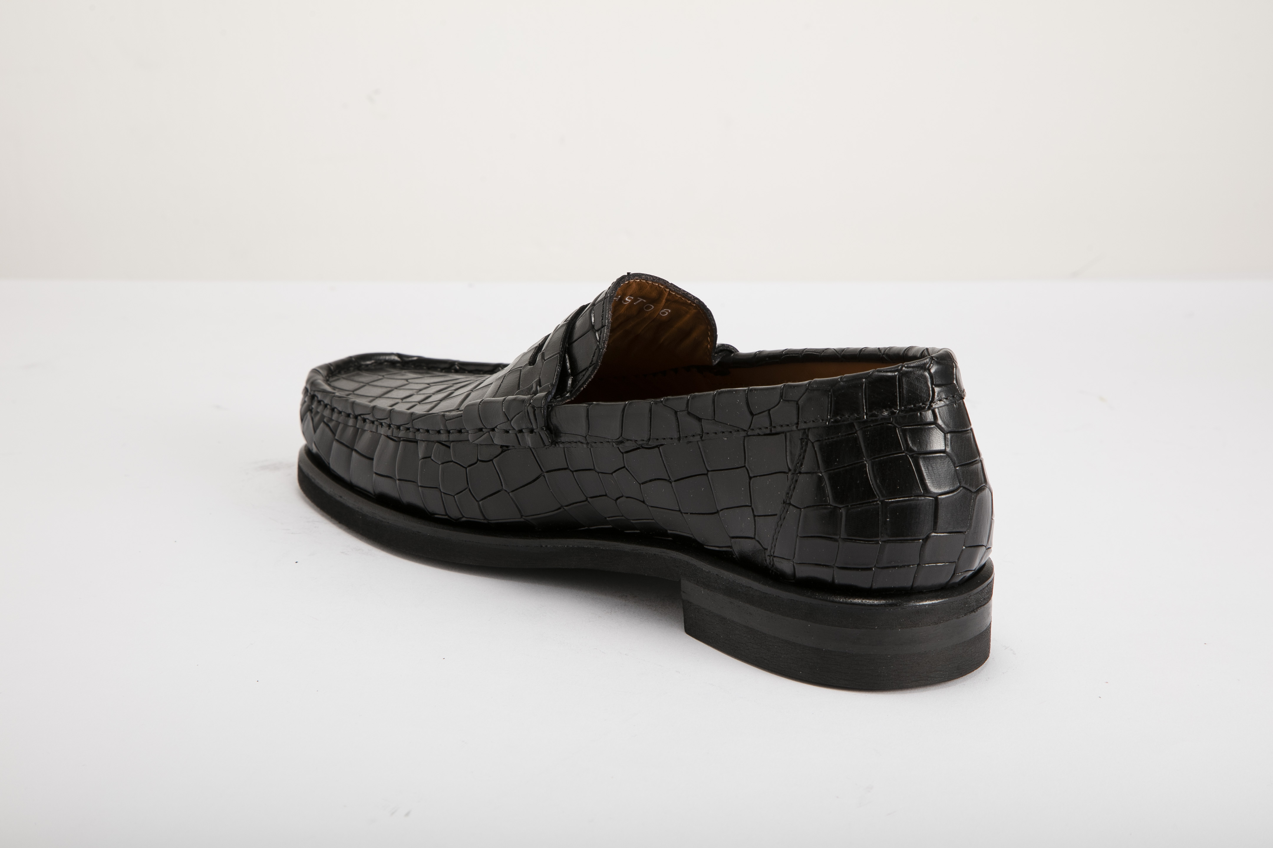 Bettaccini - 男裝鱷魚壓紋便士樂福鞋 VASTO-BK