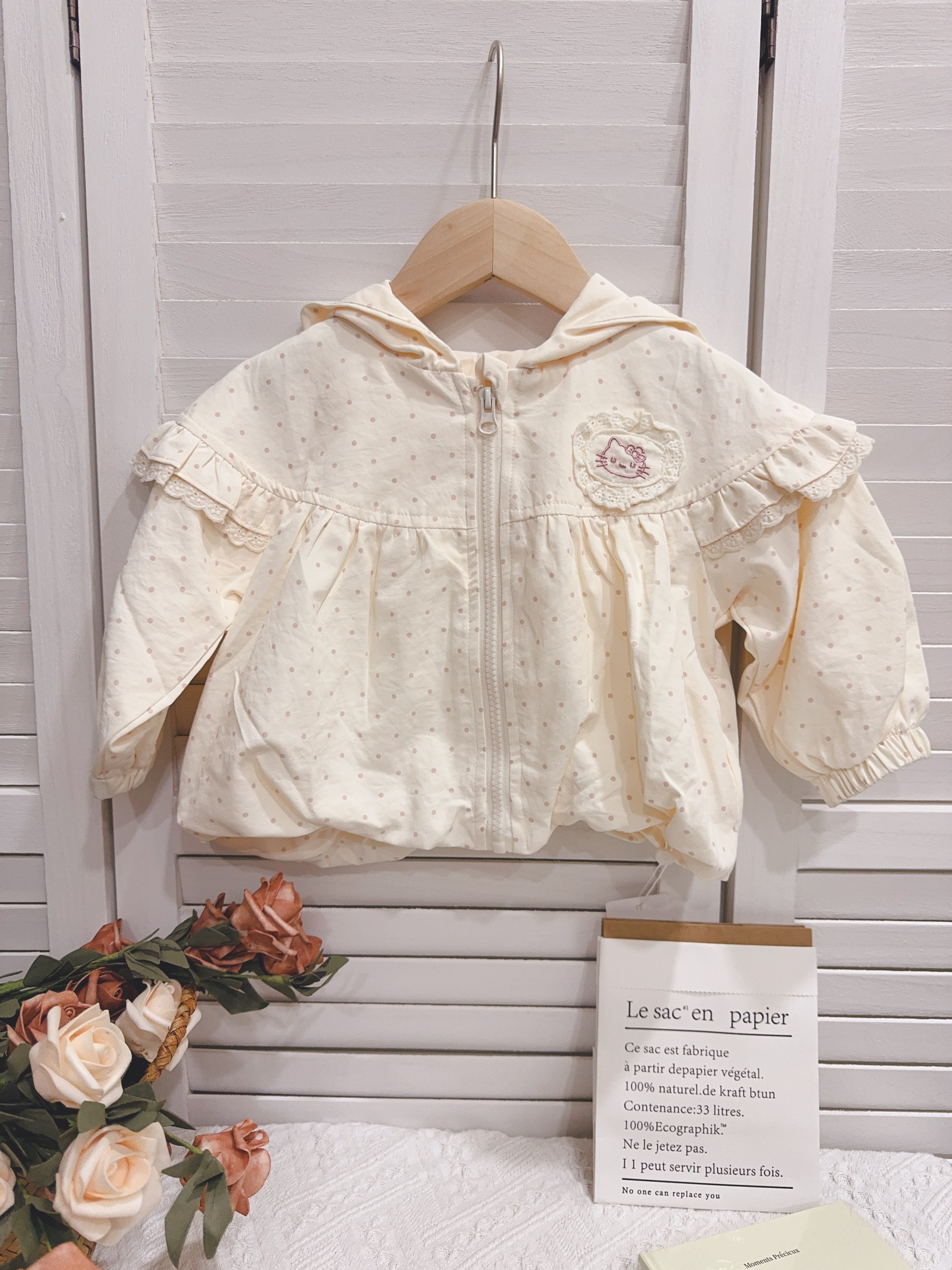 H3851超可愛粉色點點外套