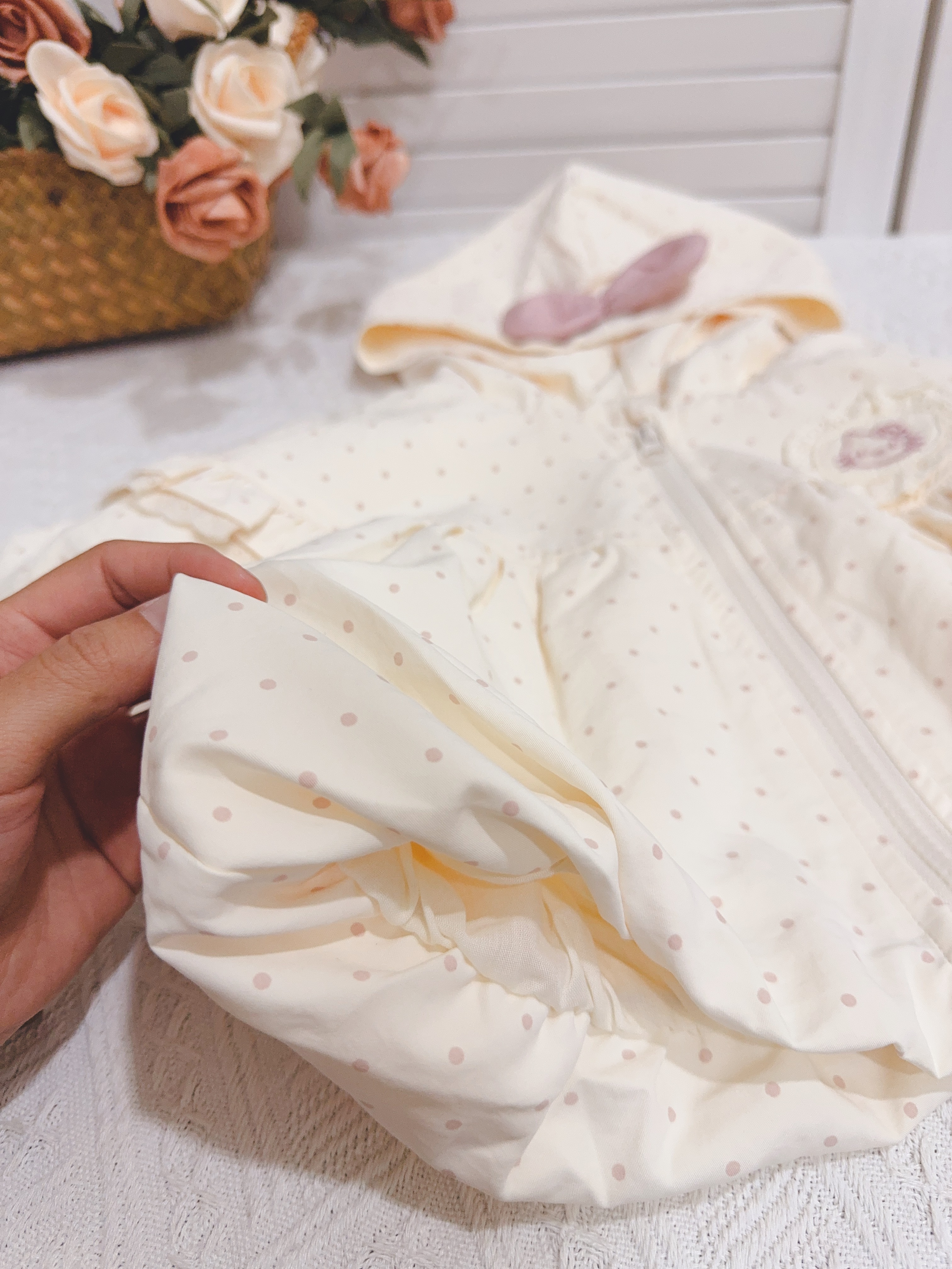 H3851超可愛粉色點點外套