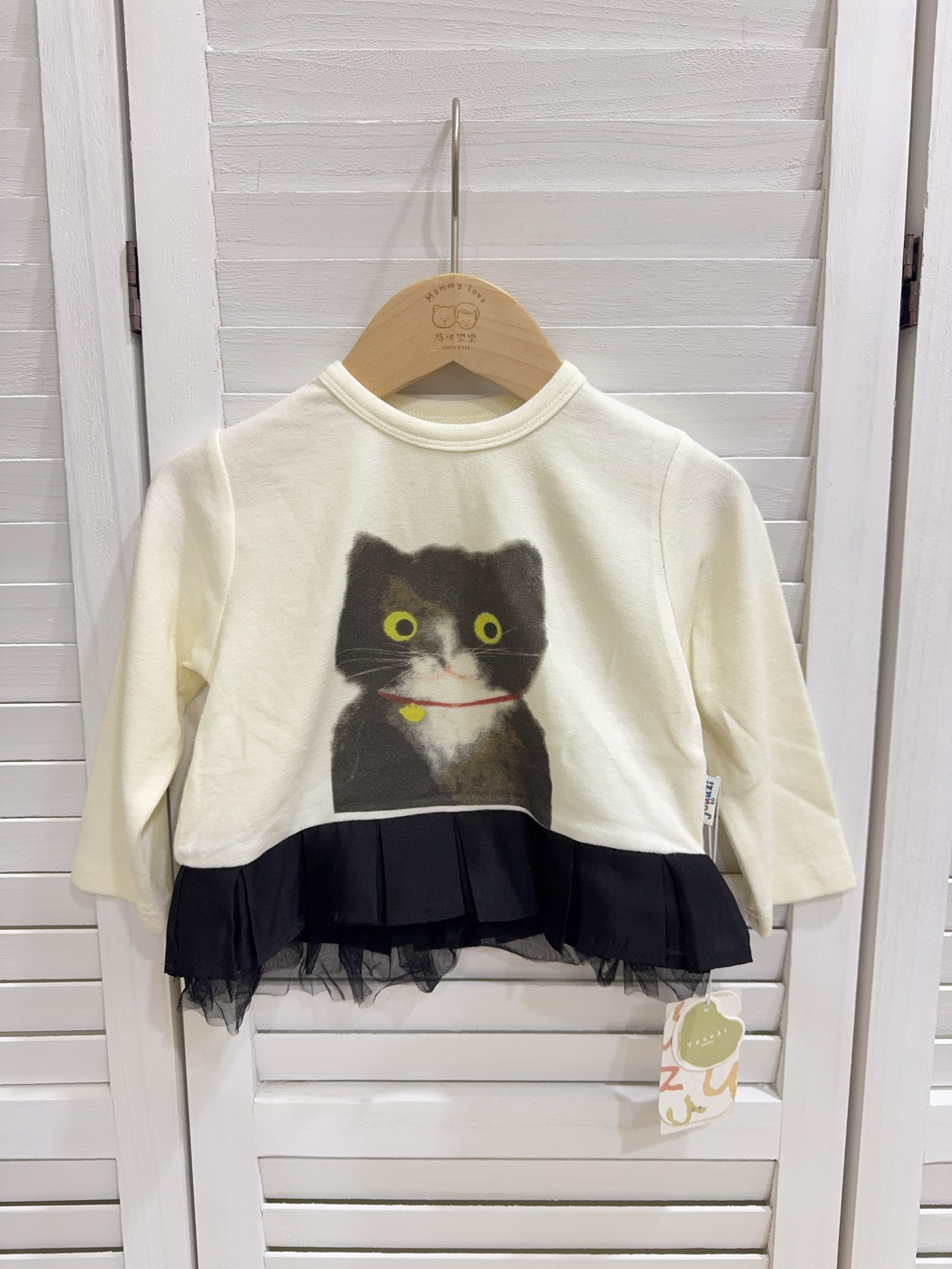 Yz35021貓咪百褶下擺上衣c164
