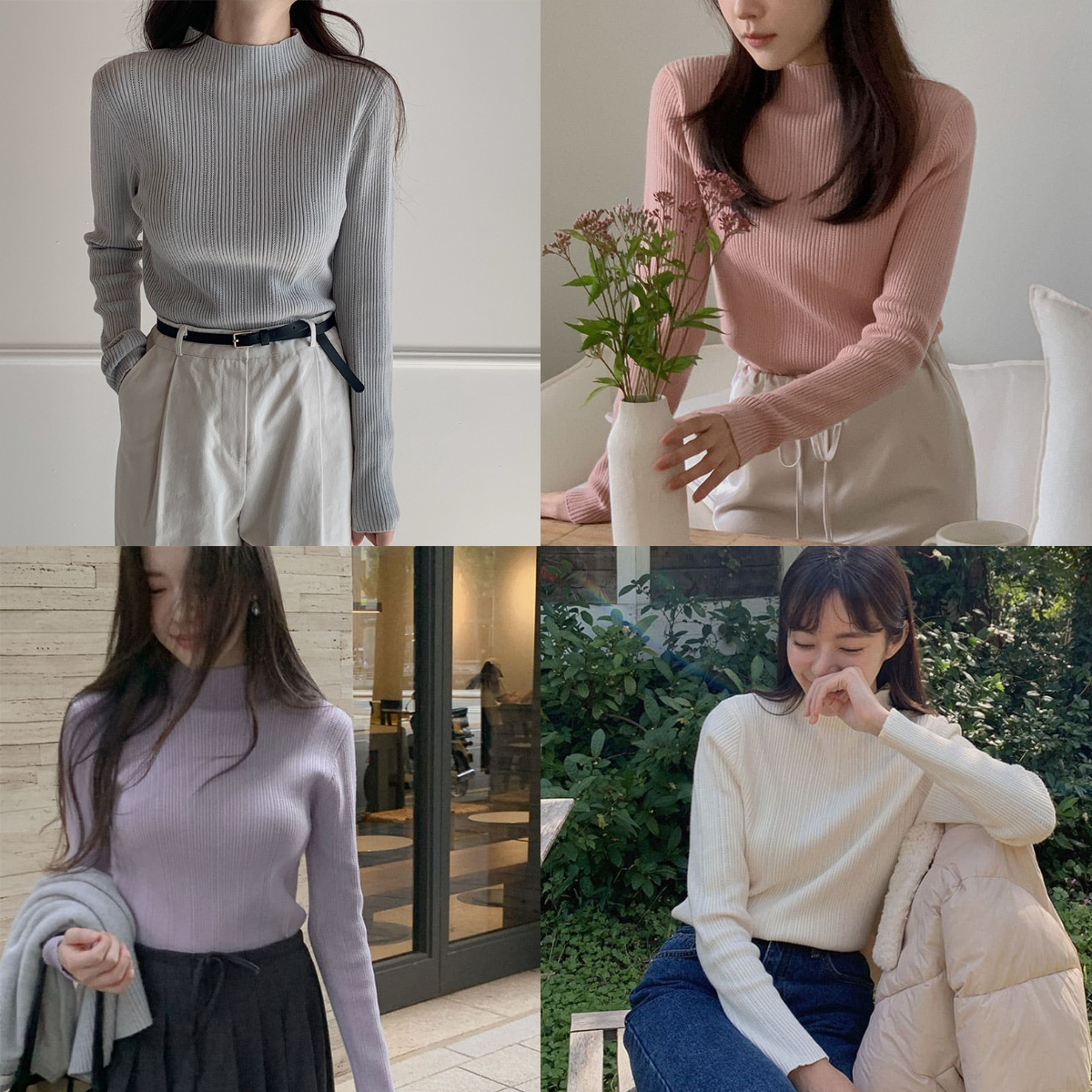 (韓網熱銷4萬件) 韓國Cherrykoko授權 極修身細緻坑條半高領針織衫【MADE, CRKO】系列