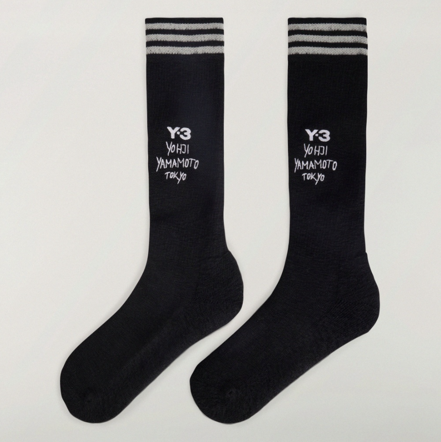 【 Y-3 HERITAGE 刺繡高筒襪 - 黑 】