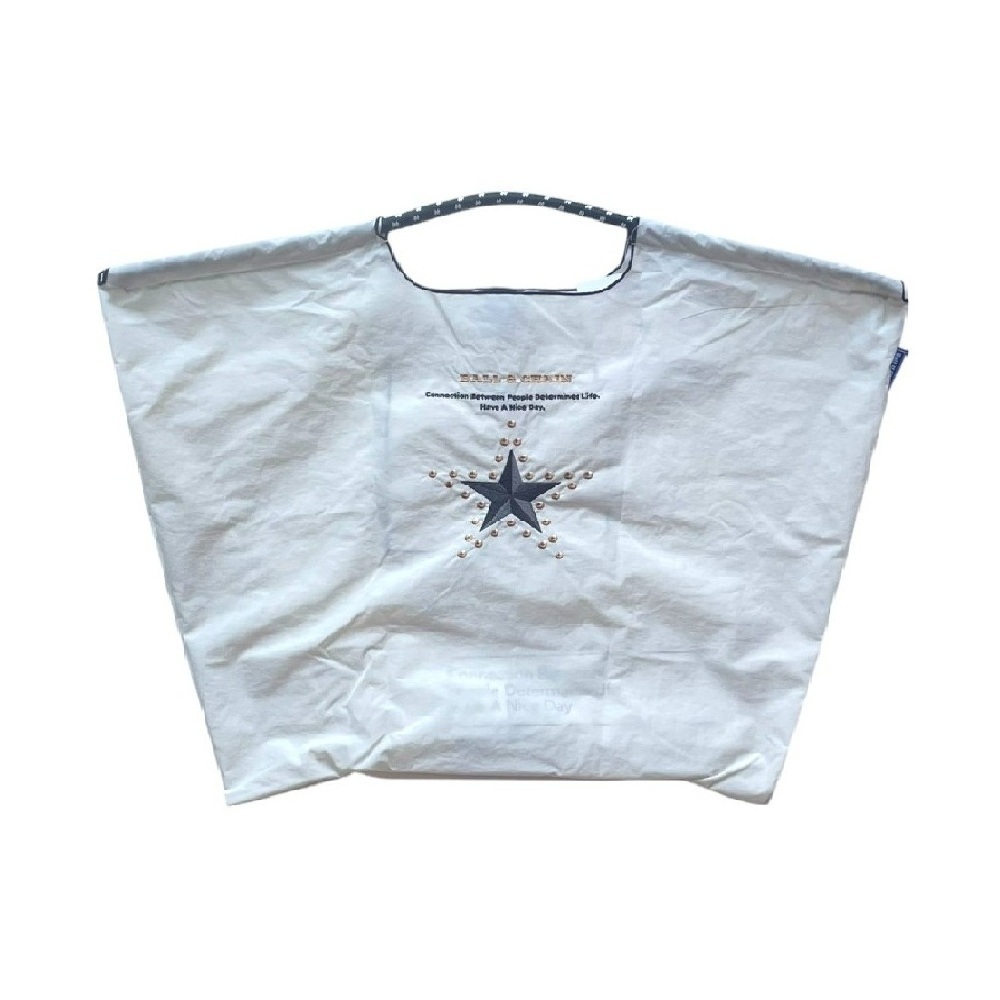 Ball＆Chain 刺繡環保購物袋 L號 - 白 (30116122)