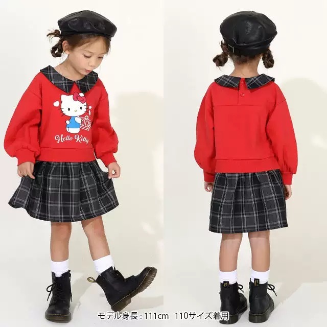 𝐒𝐚𝐧𝐫𝐢𝐨 假2件衛衣格仔連身裙