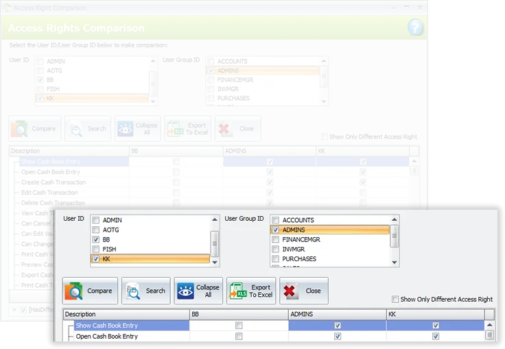 Enhanced User Access Rights Setting