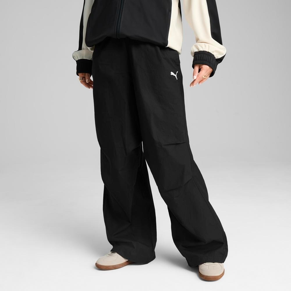 男女款 PUMA FUTURE ARCHIVE 黑色 抽繩 寬鬆 抗撕裂 寬褲 長褲【62969301】