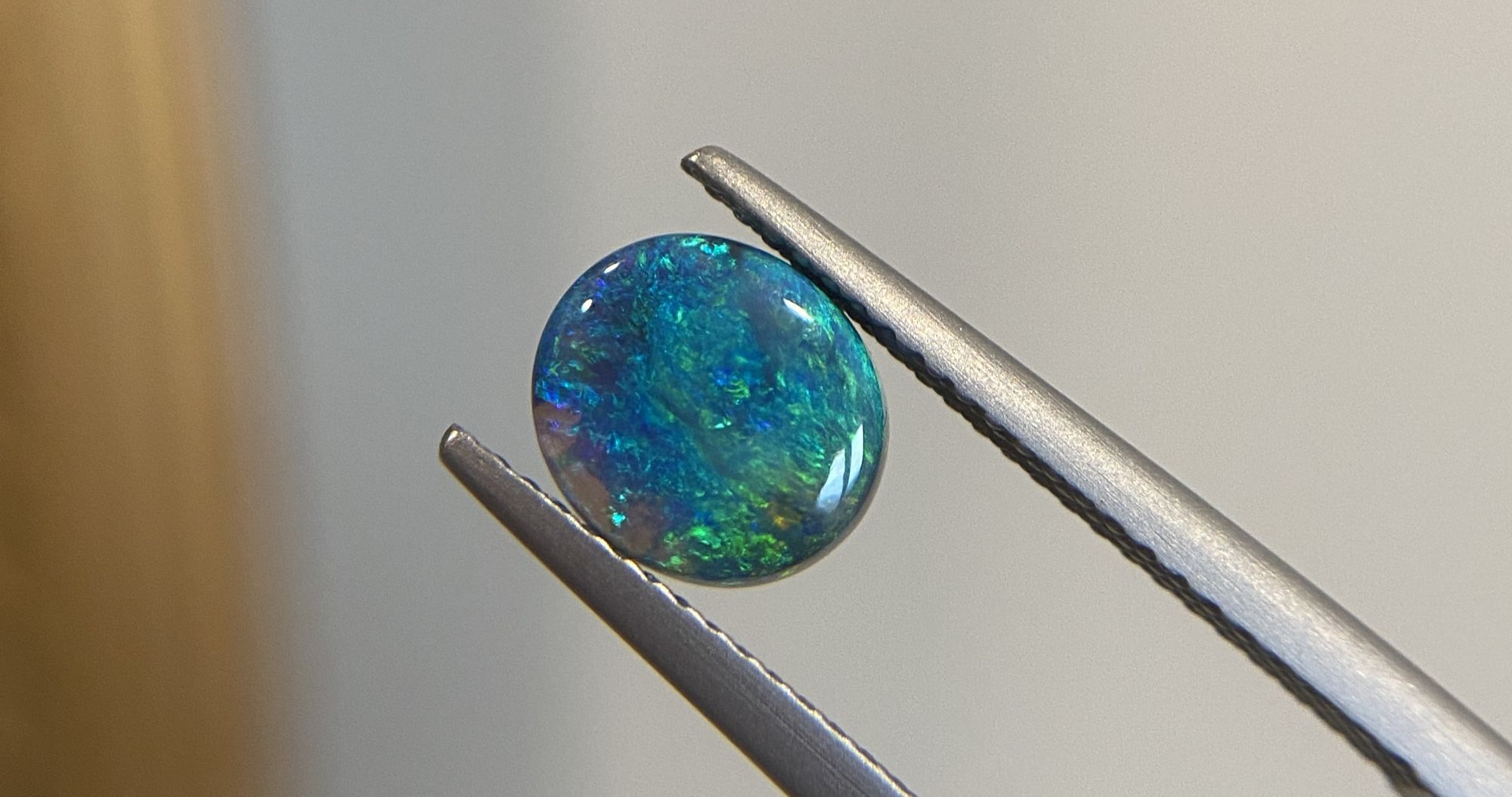 1.34ct oval black opal from Australia's Lighting Ridge mine.