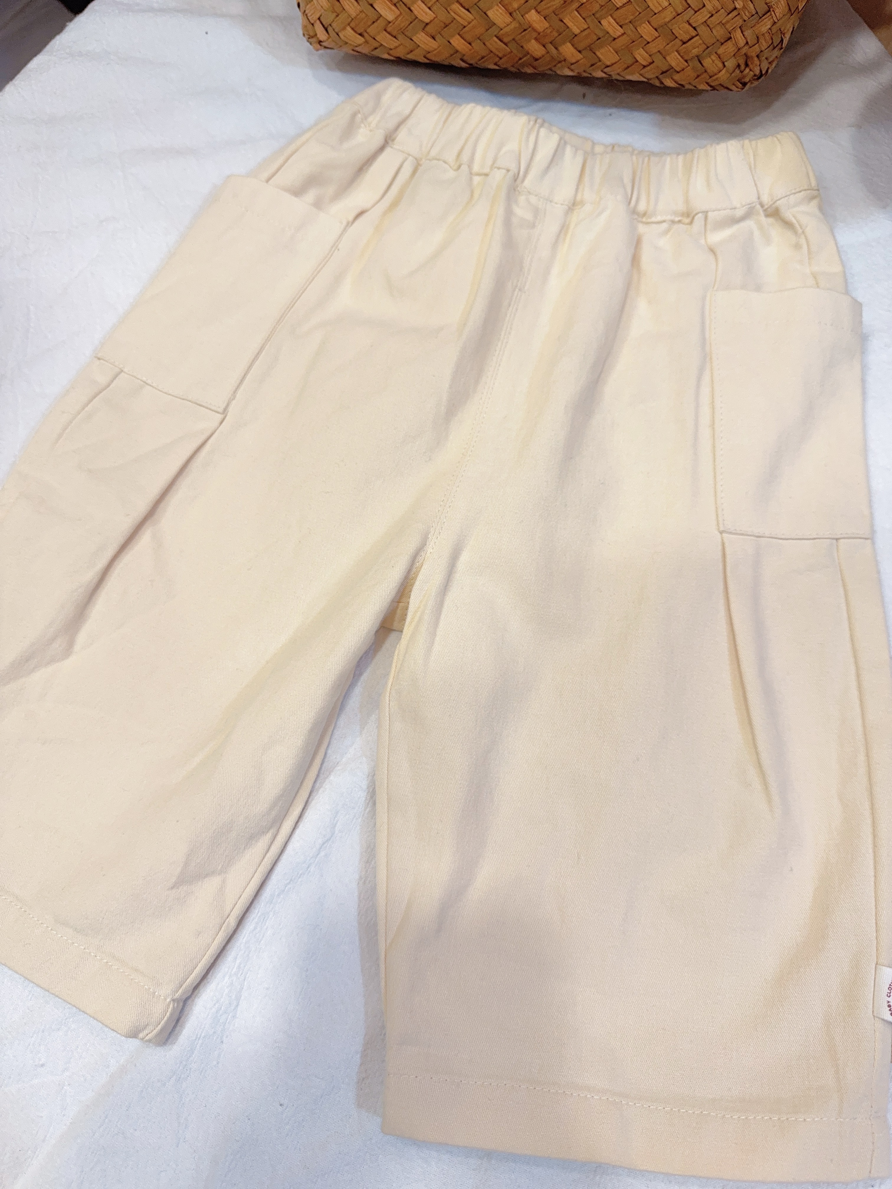 AN25c059大口袋薄款奶油褲c158