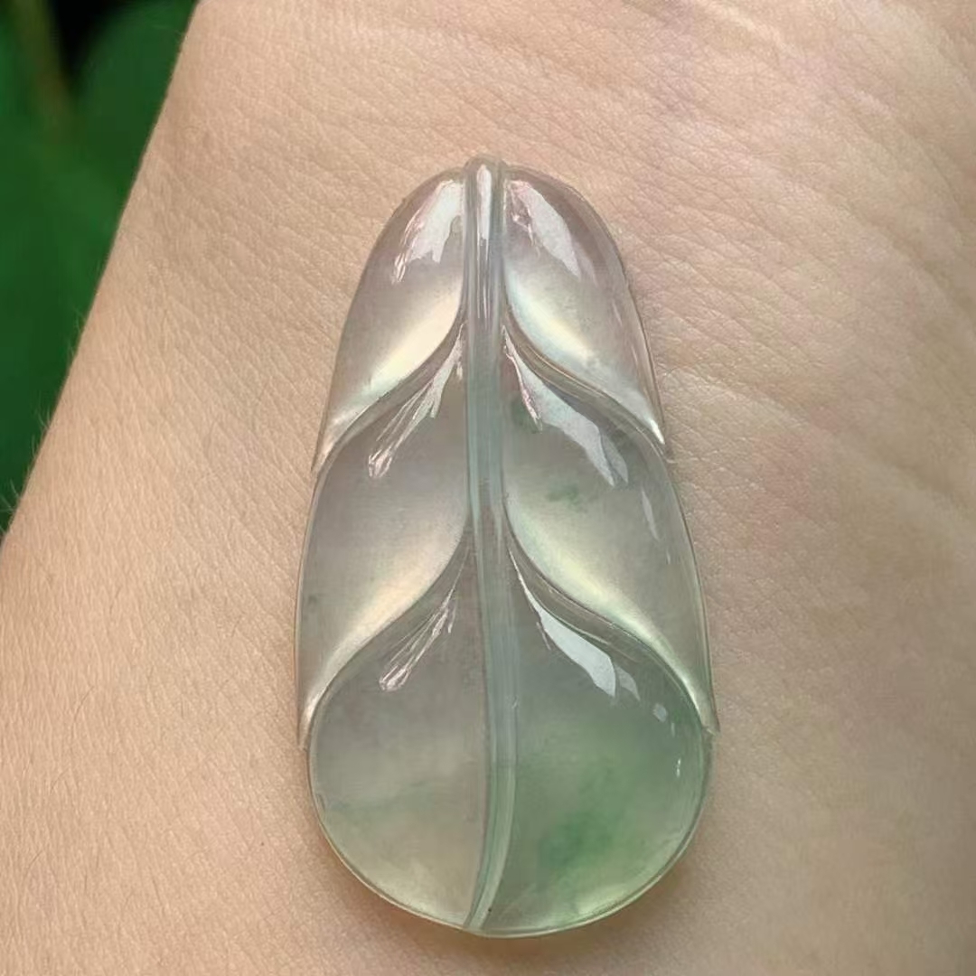 104334 翡翠冰種飄花葉子