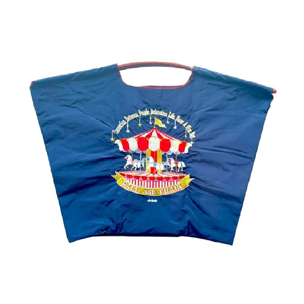 Ball＆Chain 刺繡環保購物袋 L號 - 深藍 (30111832)