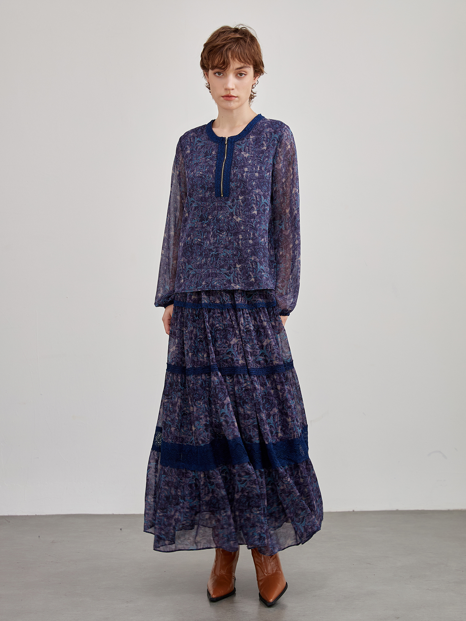 mi-tu 碎花襯衫上衣