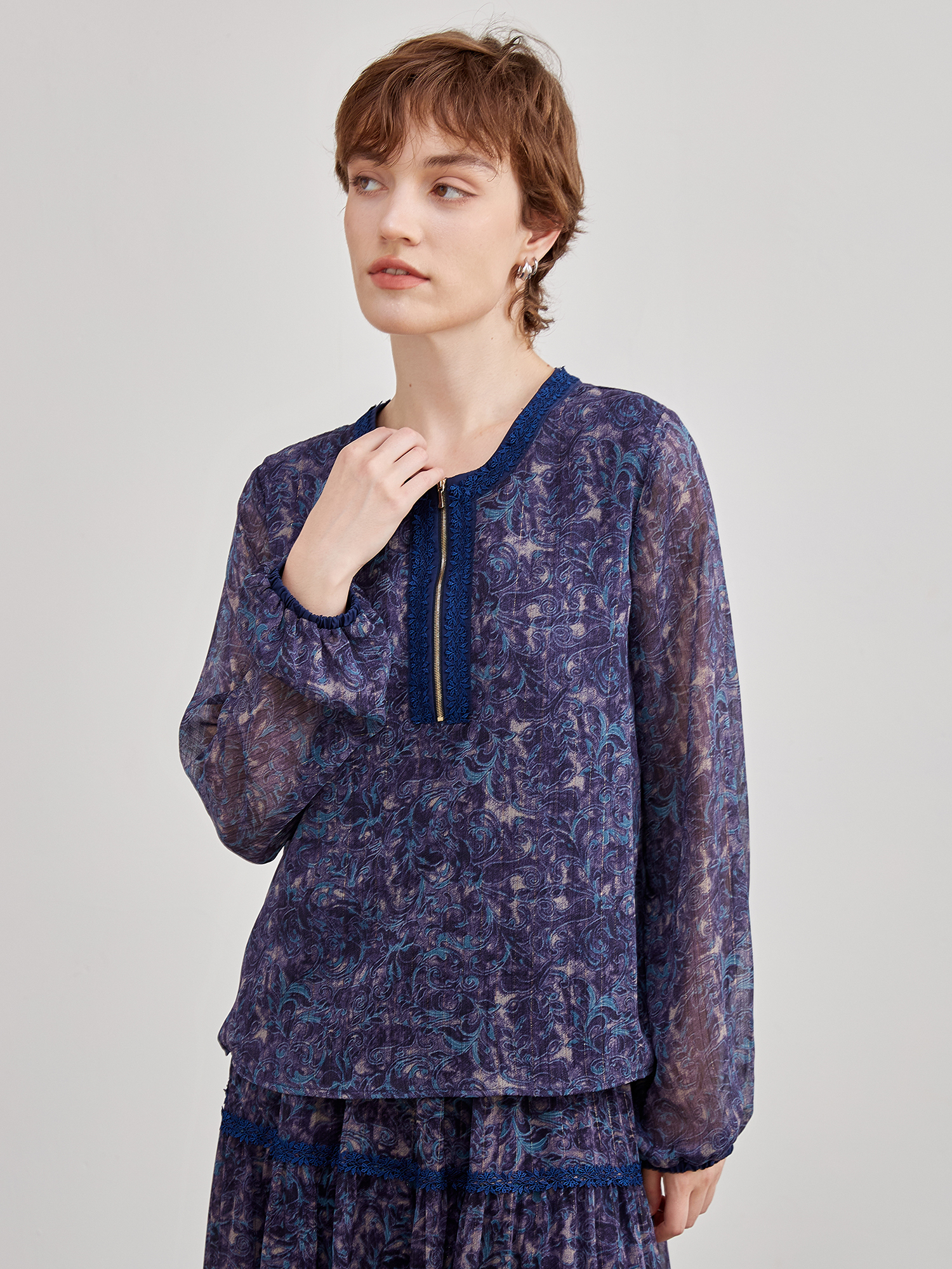 mi-tu 碎花襯衫上衣