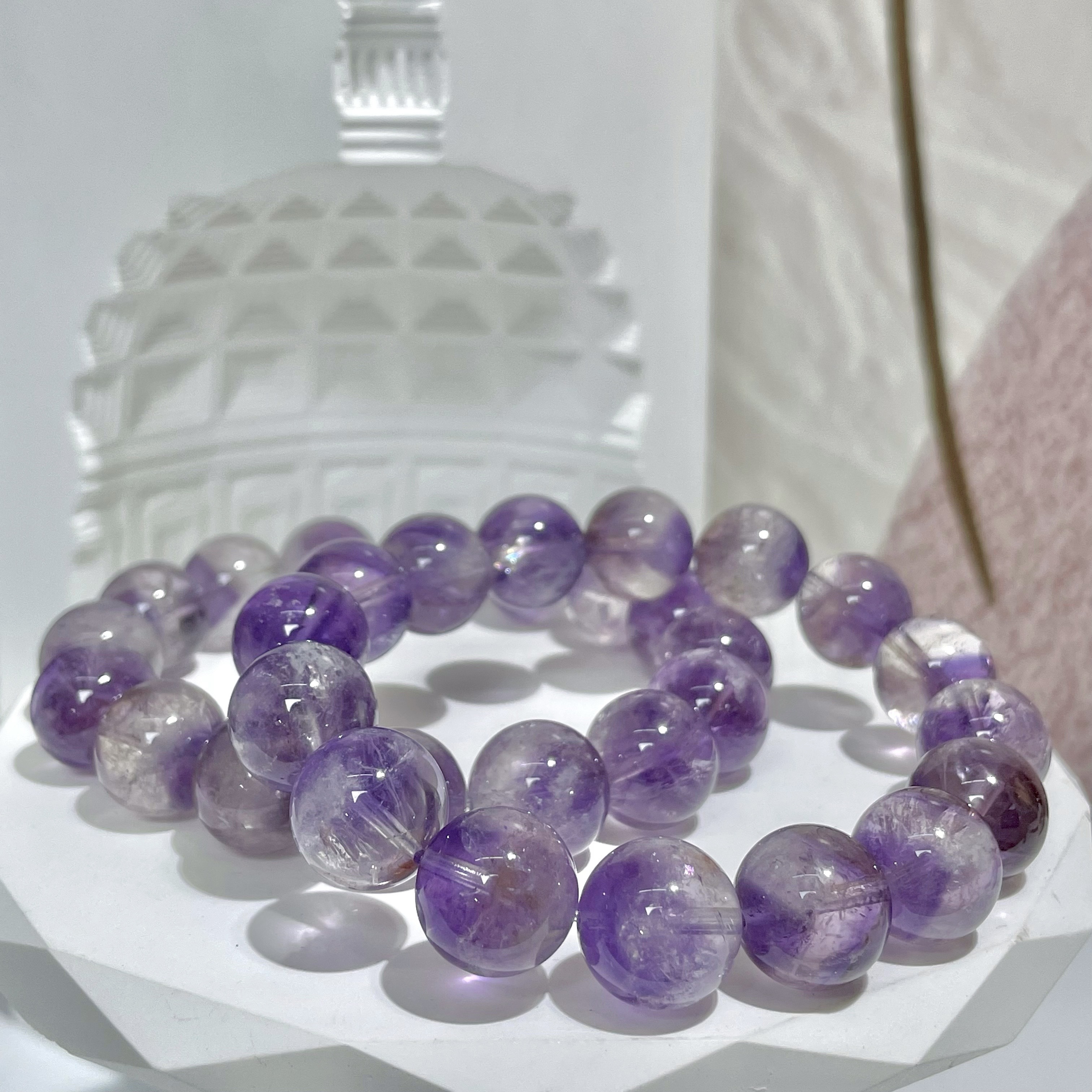 半盤紫兔毛手串 13mm