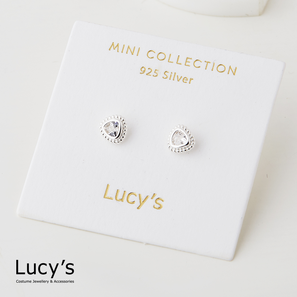 *925純銀〔輕銀系列〕花邊三角鑽 耳環 (二色) (121802/121803)