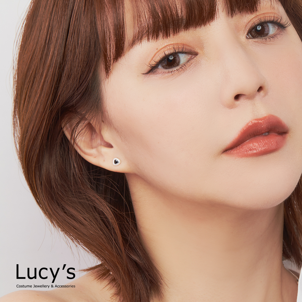 *925純銀〔輕銀系列〕花邊三角鑽 耳環 (二色) (121802/121803)