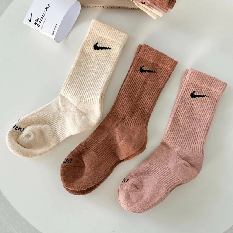 Nike Everyday Plus Socks 焦糖色 乾燥玫瑰 杏仁白 薄底 中筒襪 3入 SX6891-914