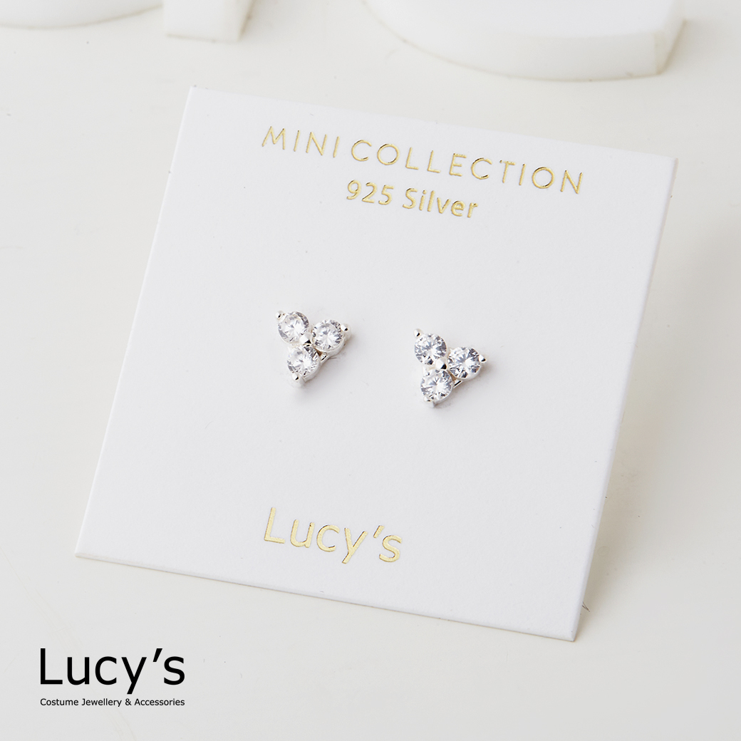 *925純銀〔輕銀系列〕晶鑽幾何 耳環 (123921)