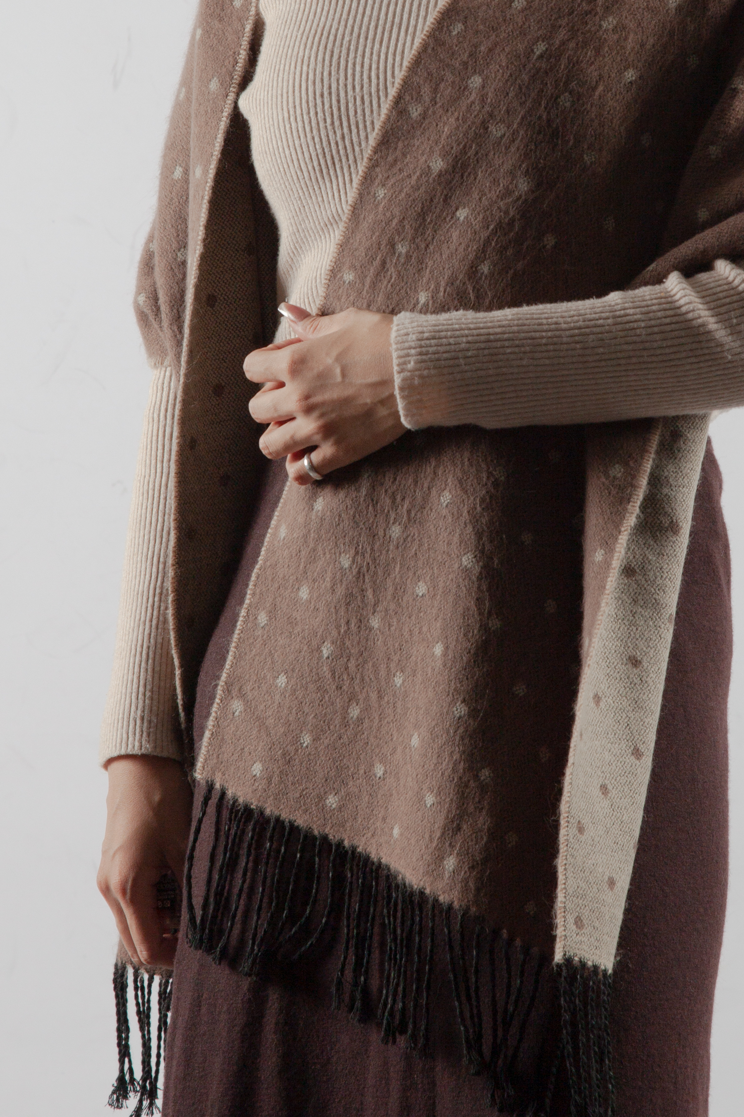 義大利雙色流蘇圍巾