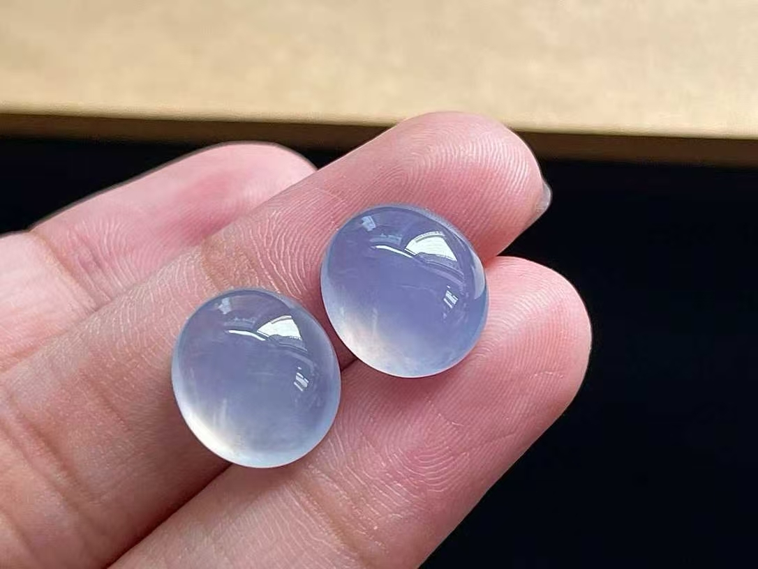 104358 翡翠紫羅蘭蛋面一對