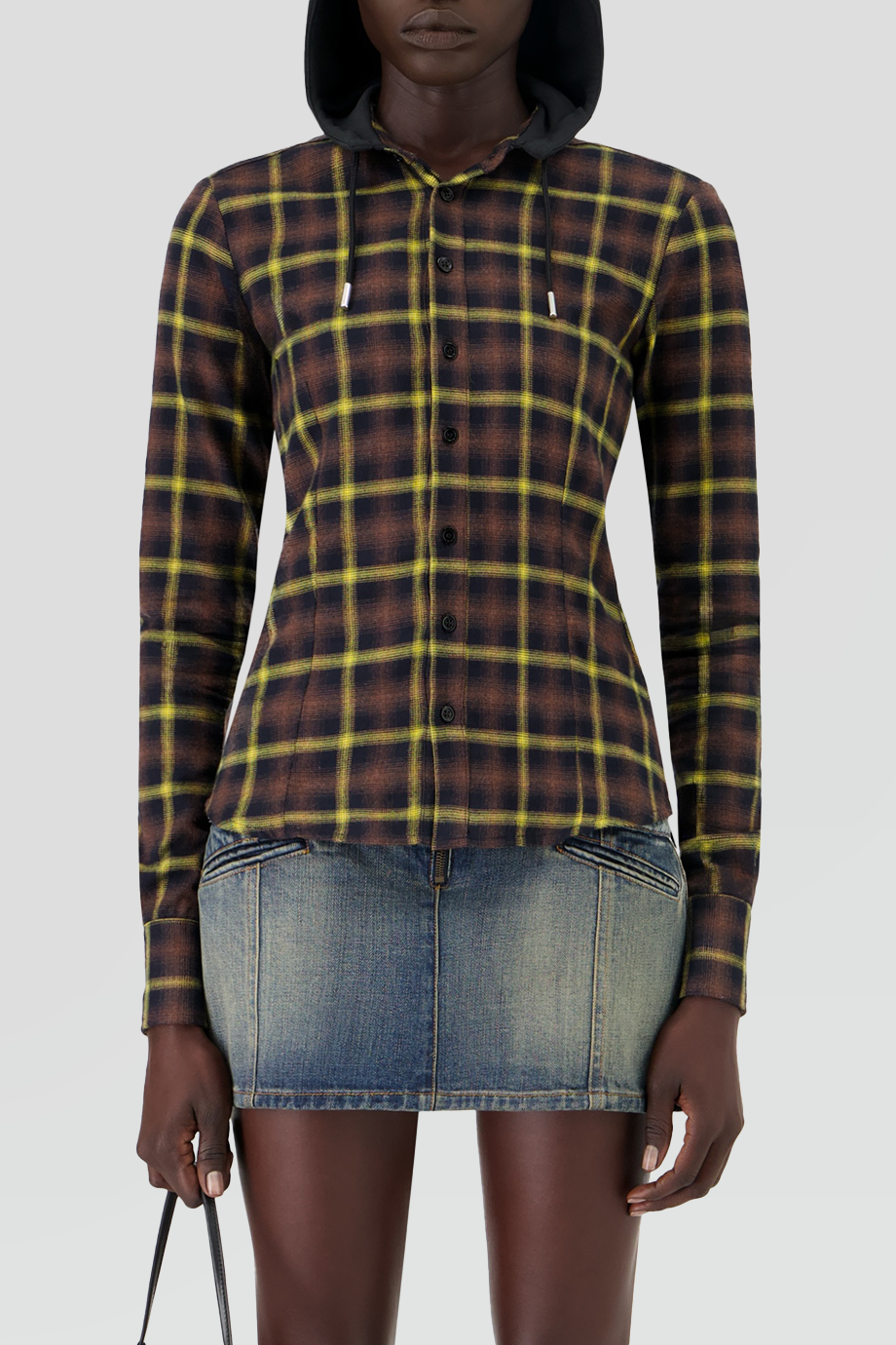 Coperni｜HOODED 格紋修身連帽式襯衫