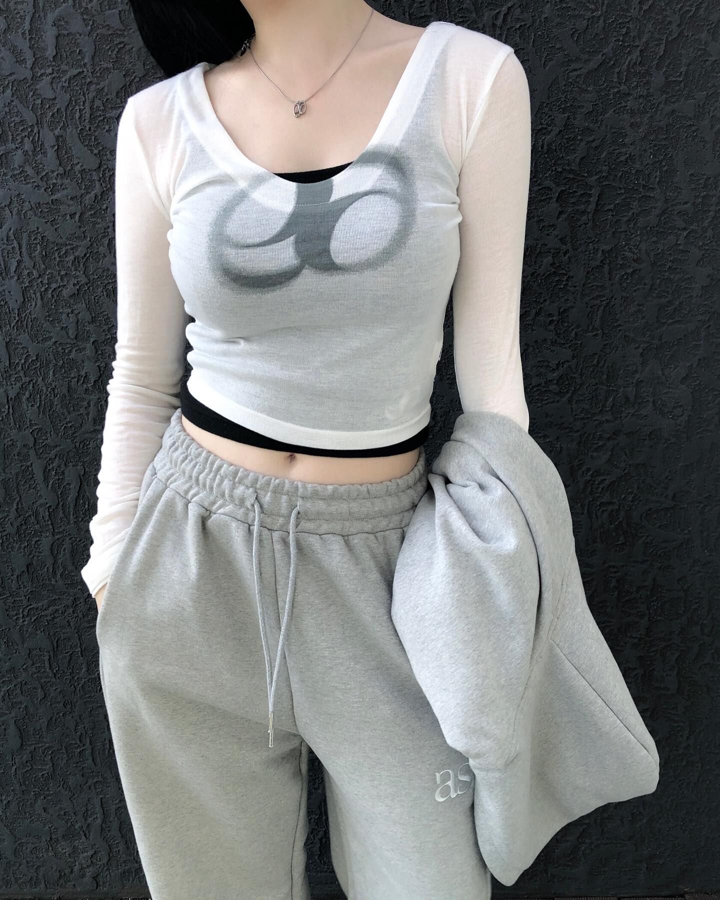 【代購】ASON  經典漸層 LOGO 半透長袖上衣