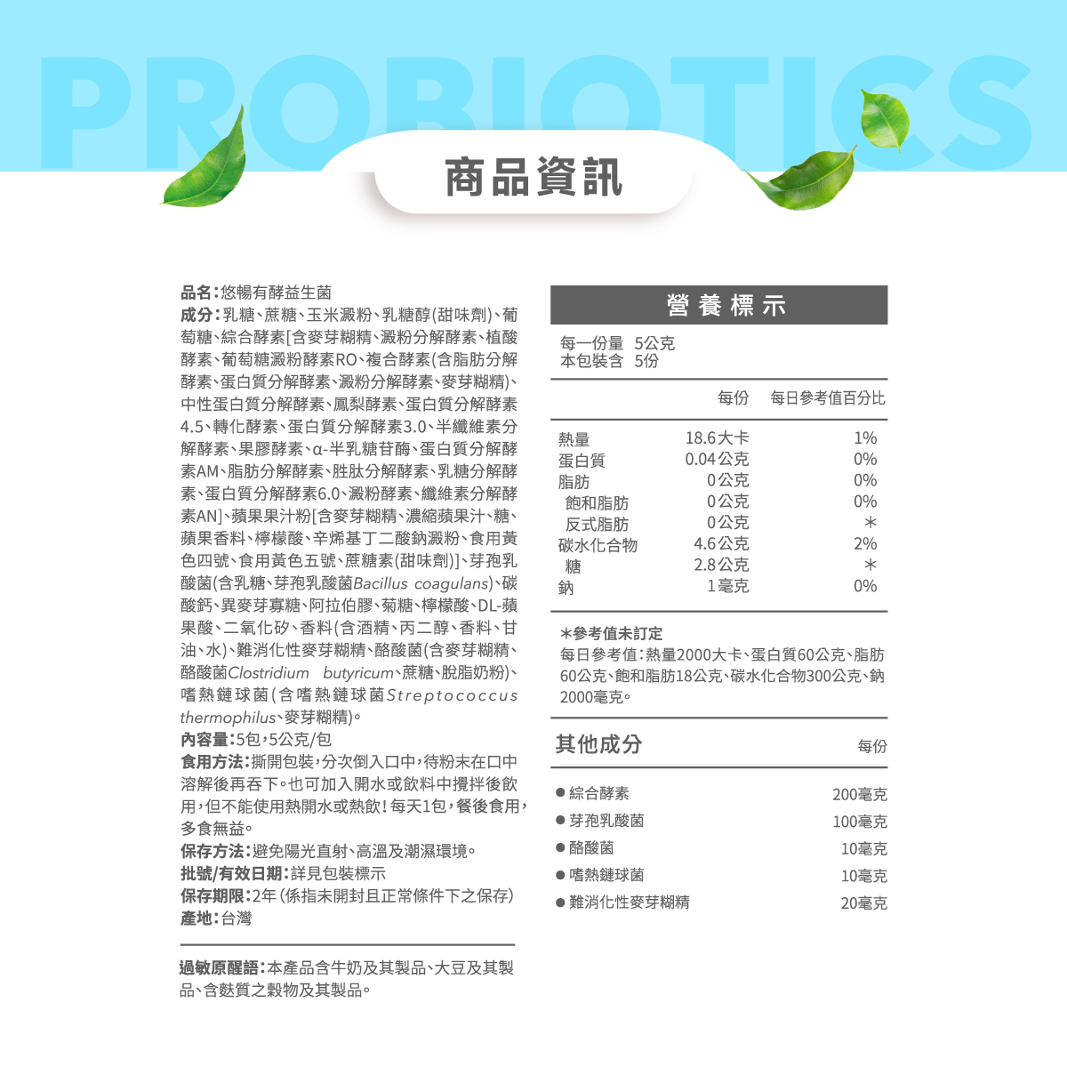 營養標示.成分.食用方式