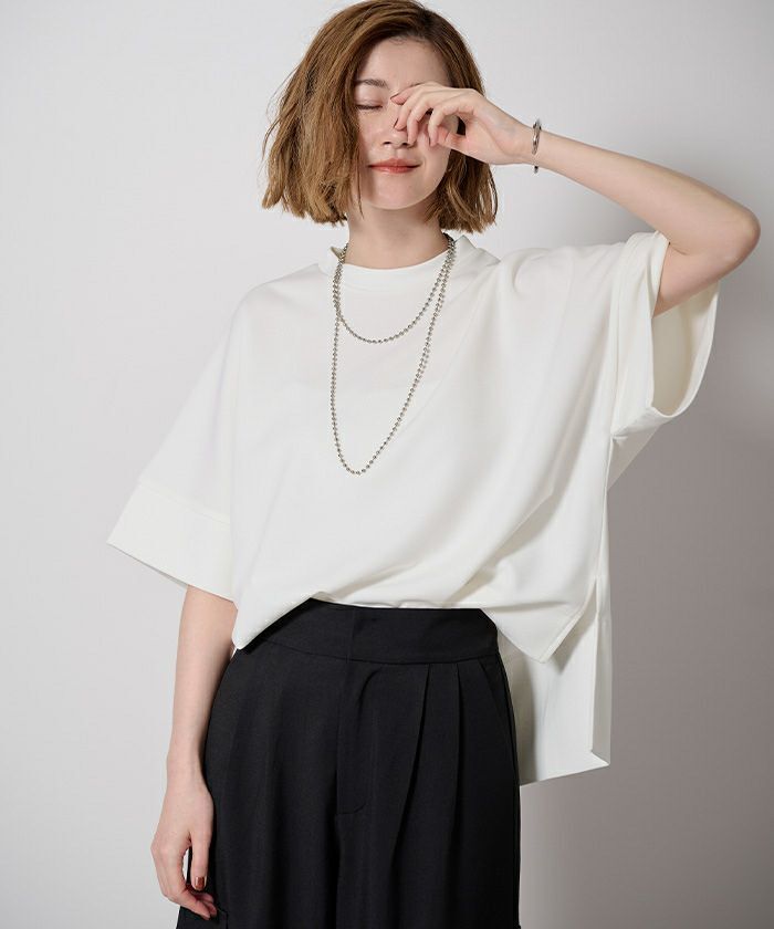 ur’s カットジョーゼットボックスシルエットトップス米白S（BGXU1867）