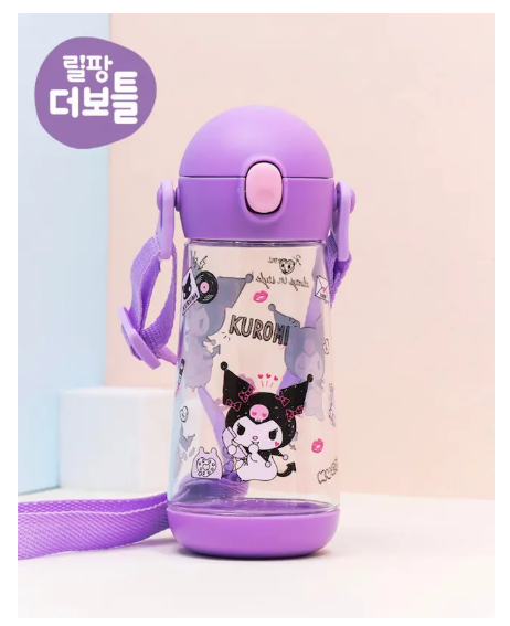韓國 Kuromi 彈蓋式 Tritan 水樽470ML（附肩帶)