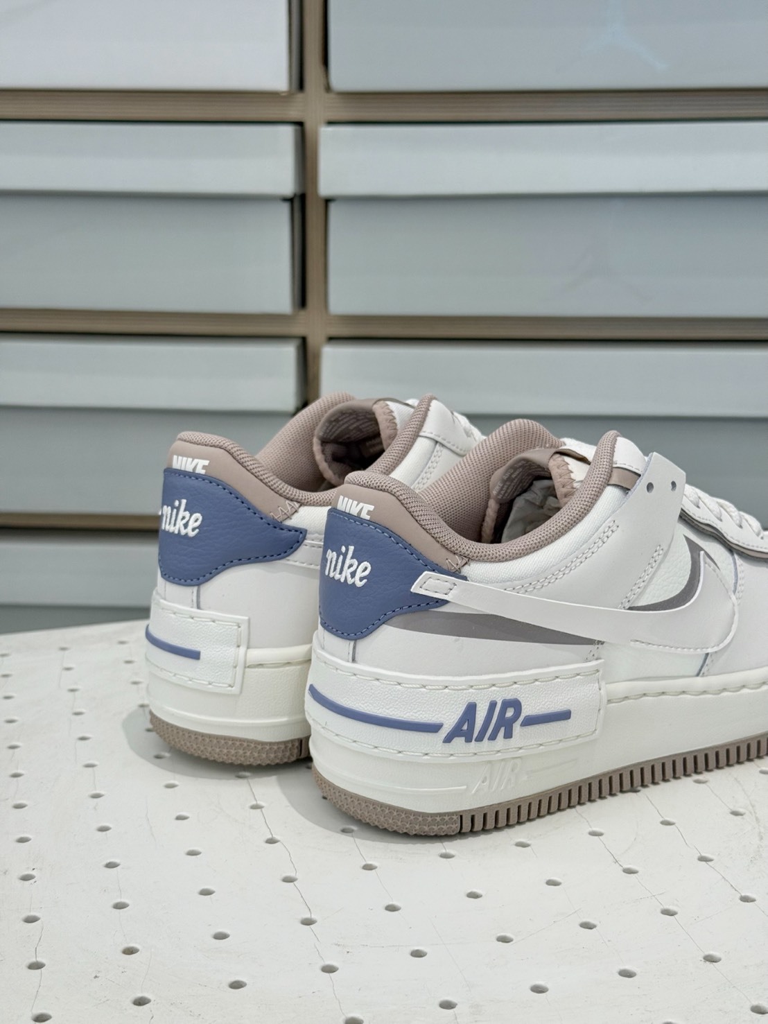 NIKE AIRFORCE SHADOW 芋泥藍白 解構 拼接
