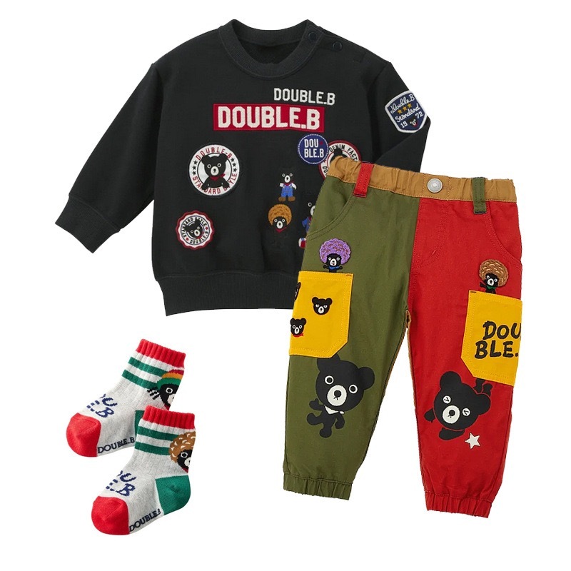 𝐌𝐢𝐤𝐢 𝐇𝐨𝐮𝐬𝐞 黑熊法鬥拼色休閑長褲