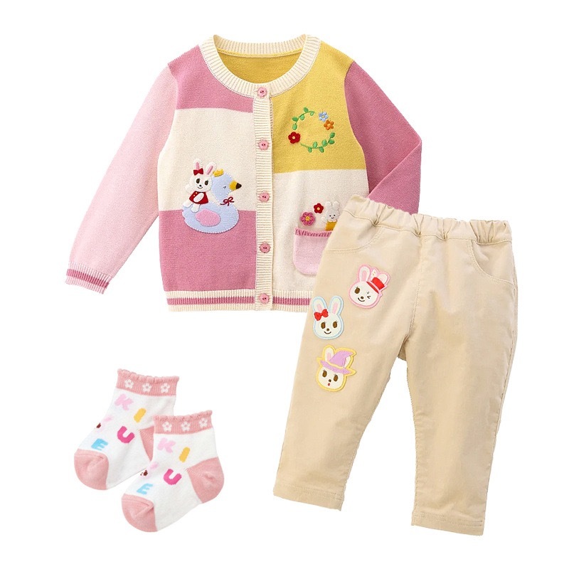 𝐌𝐢𝐤𝐢 𝐇𝐨𝐮𝐬𝐞 熊兔徽章布貼燈芯絨休閑長褲