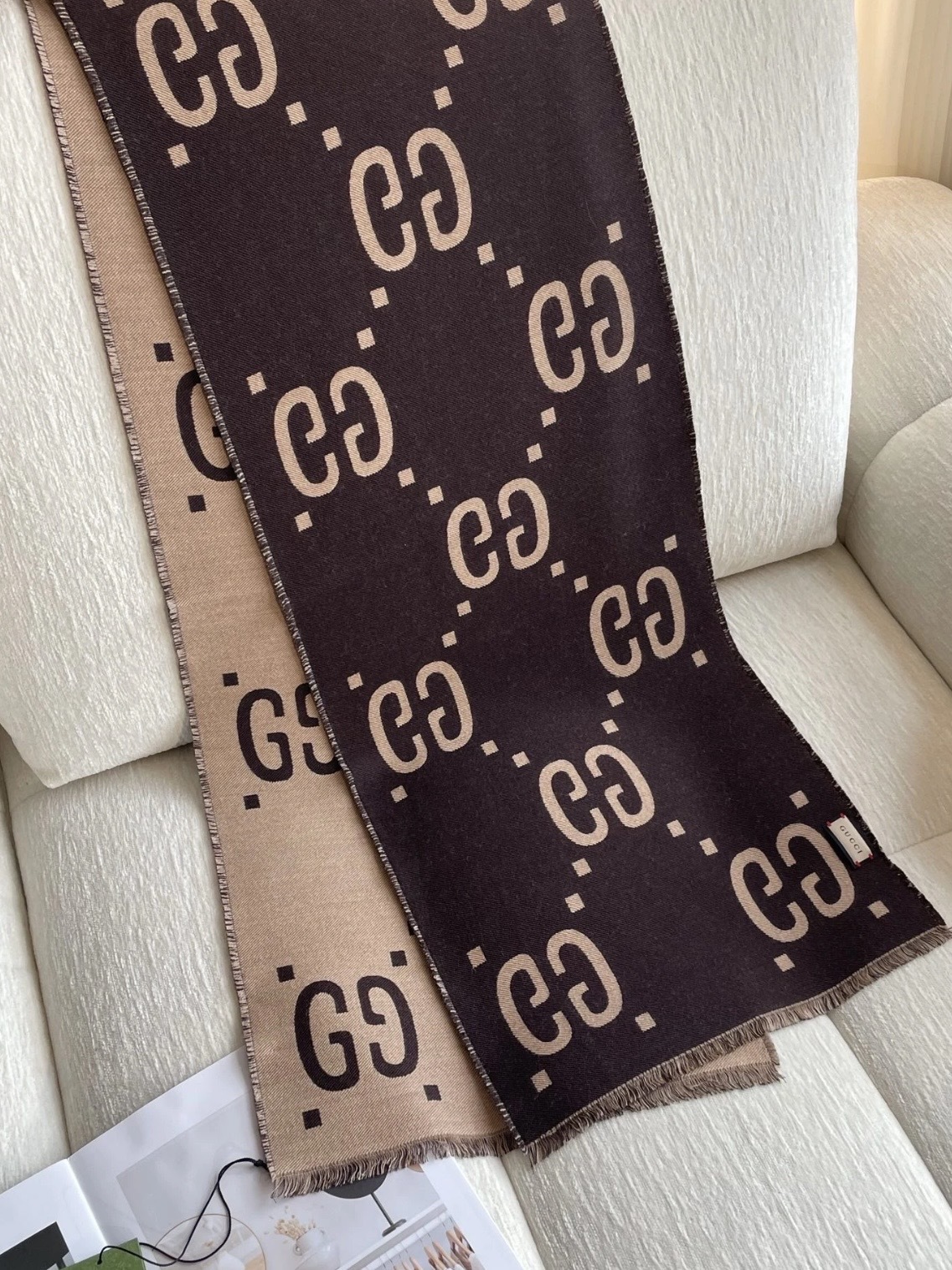 【三色入】GUCCI Logo標識 絨線圍巾